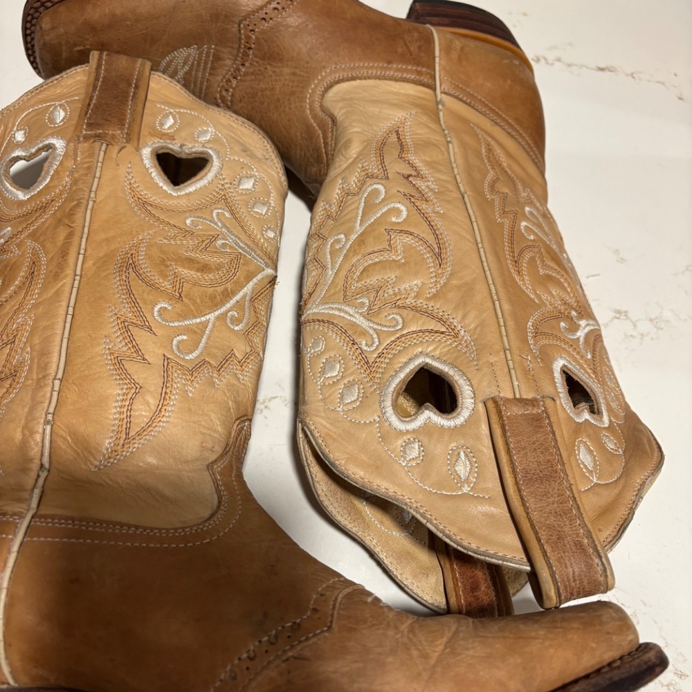 Women’s Innovacion Brown Leather Cowboy Western Heart Boots sz 26/9 Modelo 1820 - Picture 14 of 16